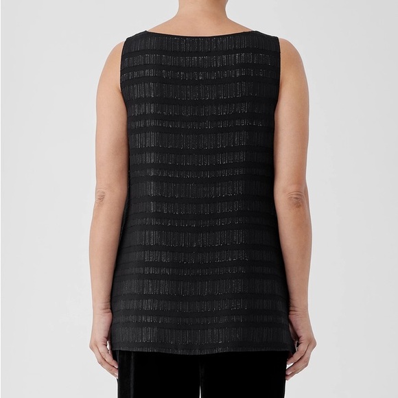 NWT Eileen Fisher Sheer Silk Glimmer Ballet Neck Tank - Picture 3 of 7
